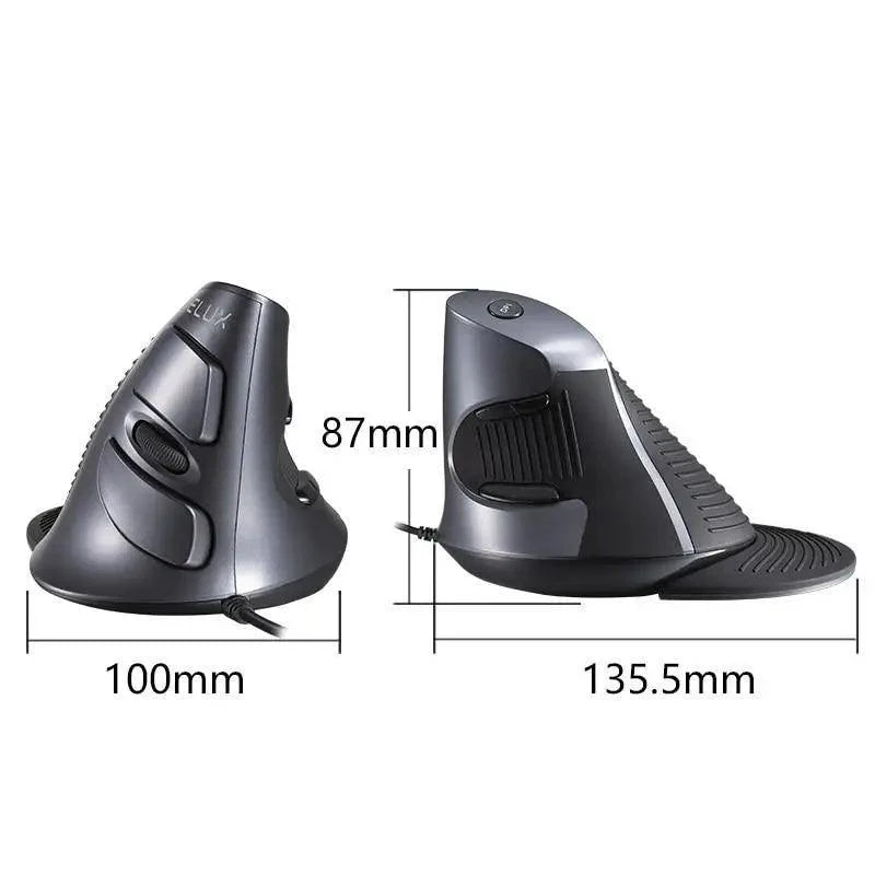 Black Ergonomic Design Vertical Mouse Adjustable DPI Optical Right Hand Mouse Reduce Wrist Pain 6 Buttons Modern Mouse For Computers Laptops PC
