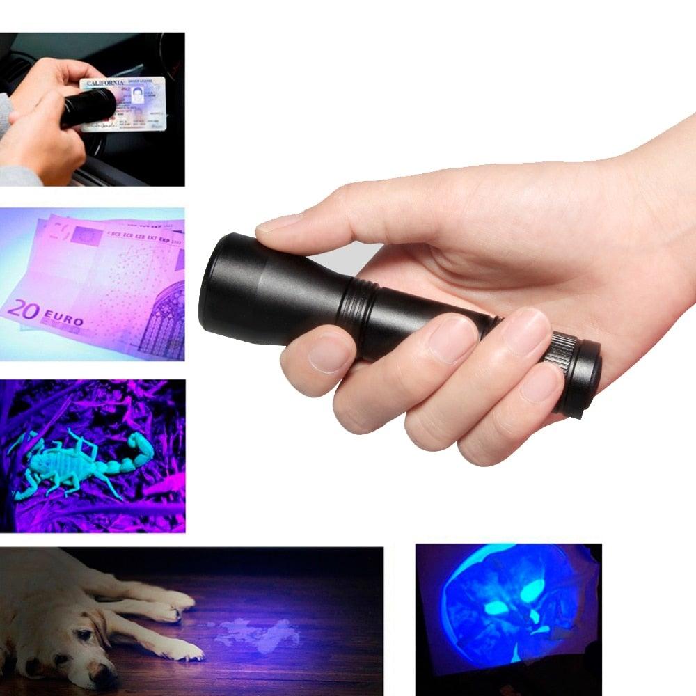 Black Light Flashlight UV Flashlight Super Bright LED Tactical Flashlights 1200 Lumen Rechargeable LED Zoomable UV Torch Waterproof Flashlight Lamp For Pet Urine Stains Detection/Camping