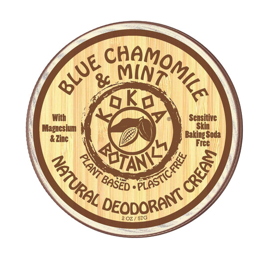 BLUE CHAMOMILE & MINT- Natural Deodorant Cream - Sensitive Skin – Baking Soda-Free  2.5 oz