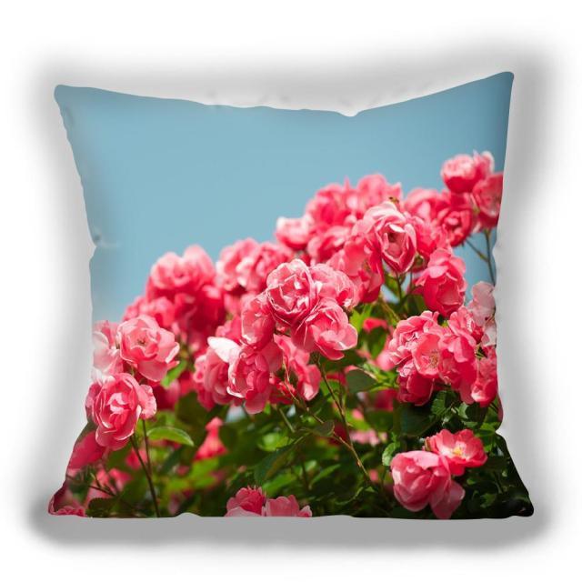 Bright Red Flower Cushion Cover Home Fashion Decoration Red Orange Pink Poppy Flowers Decorative Throw Pillow Cover Case Cushion Home Living Room Pillow Case Super Soft Short Plush Cushion Cover 45x45CM