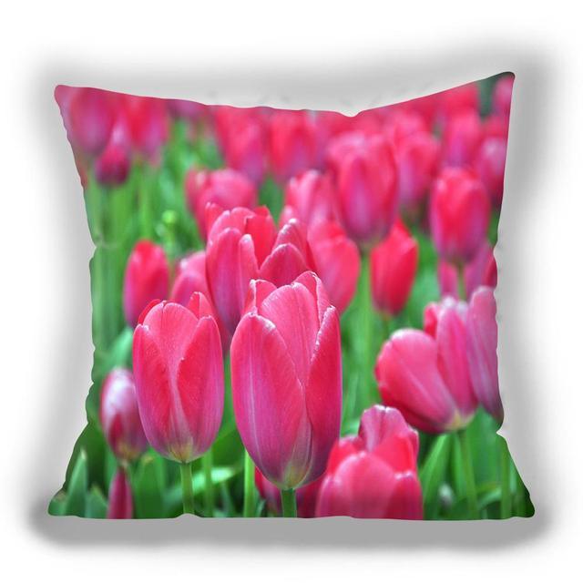 Bright Red Flower Cushion Cover Home Fashion Decoration Red Orange Pink Poppy Flowers Decorative Throw Pillow Cover Case Cushion Home Living Room Pillow Case Super Soft Short Plush Cushion Cover 45x45CM