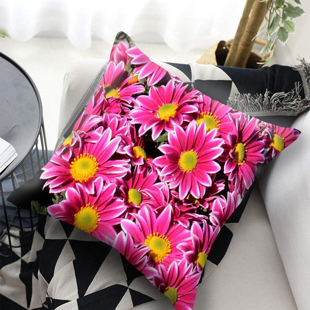 Bright Red Flower Cushion Cover Home Fashion Decoration Red Orange Pink Poppy Flowers Decorative Throw Pillow Cover Case Cushion Home Living Room Pillow Case Super Soft Short Plush Cushion Cover 45x45CM