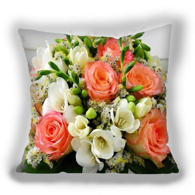 Bright Red Flower Cushion Cover Home Fashion Decoration Red Orange Pink Poppy Flowers Decorative Throw Pillow Cover Case Cushion Home Living Room Pillow Case Super Soft Short Plush Cushion Cover 45x45CM