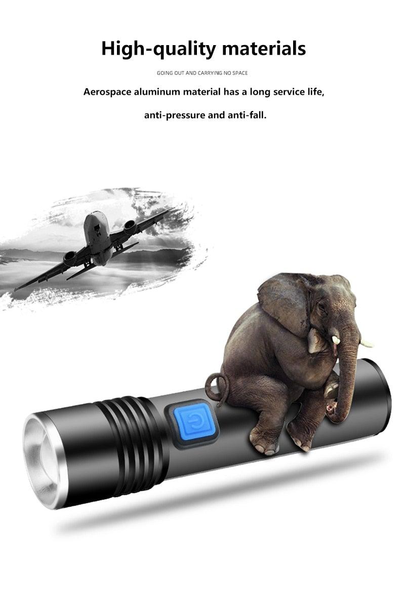 Built in battery XP-G Q5 Zoom Focus Mini led Flashlight Torch Lamp Lantern 2000 Lumen Adjustable Penlight Waterproof T6 light  Focus IP65 Water-Resistant Portable for Indoor and Outdoor Camping Hiking