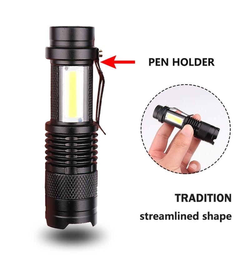 Built in battery XP-G Q5 Zoom Focus Mini led Flashlight Torch Lamp Lantern 2000 Lumen Adjustable Penlight Waterproof T6 light  Focus IP65 Water-Resistant Portable for Indoor and Outdoor Camping Hiking