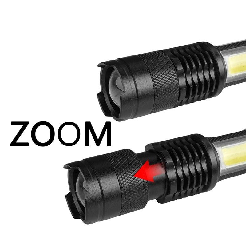 Built in battery XP-G Q5 Zoom Focus Mini led Flashlight Torch Lamp Lantern 2000 Lumen Adjustable Penlight Waterproof T6 light  Focus IP65 Water-Resistant Portable for Indoor and Outdoor Camping Hiking
