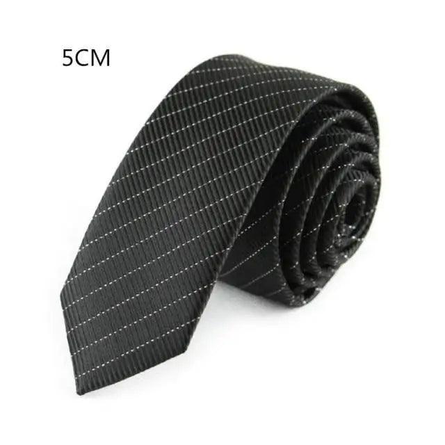 Business Black Skinny Ties Polyester Silk Necktie For Men Washable Formal Office Simple Design Necties Solid Color Skinny Tie Slim Necktie For Men