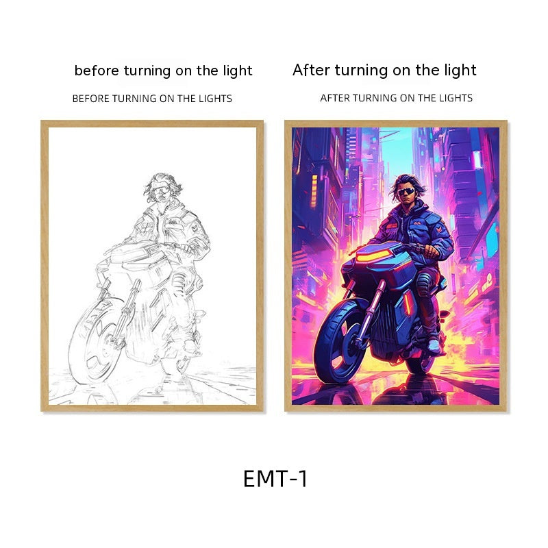 Motorcycle Motor Bike Luminous Paint Bedroom Bedside Hotel Decoration Painting