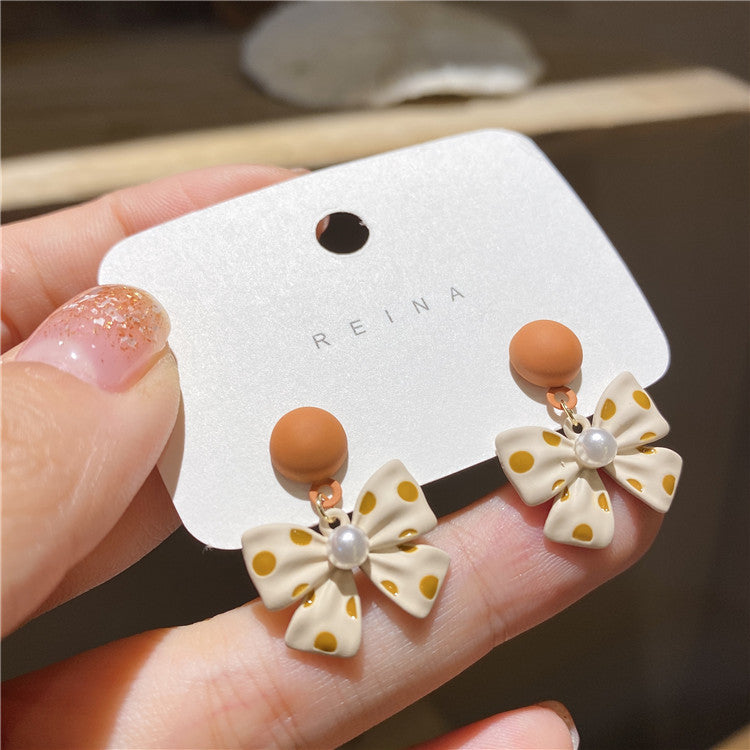 Winter Female Bowknot Earrings Delicate Temperament
