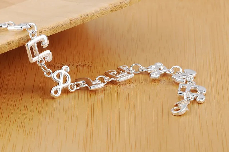 Popular Creative Ornament Exquisite Silver Music  New Note Bracelet