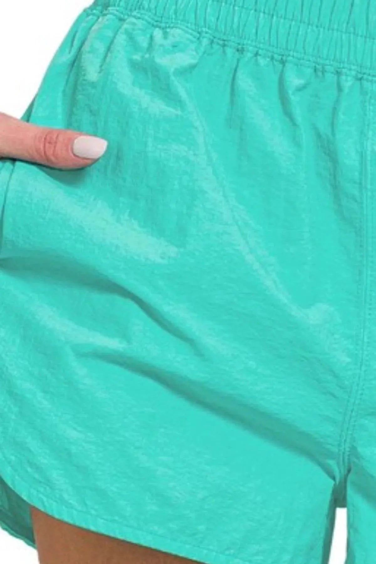 Zenana Windbreaker Smocked Waistband Running Shorts