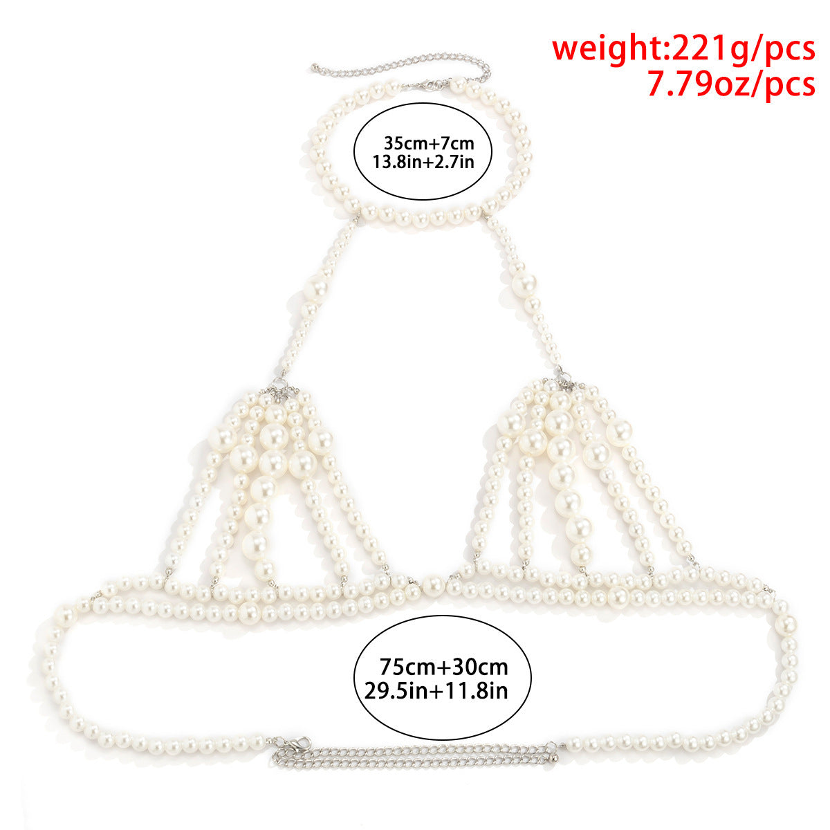 Trendy Bikini Size Beads Chain Multilayer  Pearls