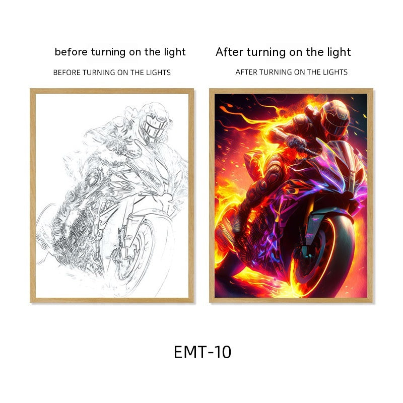 Motorcycle Motor Bike Luminous Paint Bedroom Bedside Hotel Decoration Painting