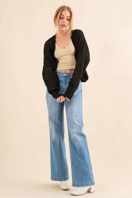 And The Why Fishnet Knitting Bolero Cardigan