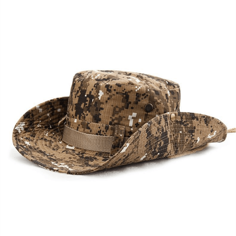 Camouflage Outdoor Bucket Hat Camping Hat Men Foldable Sun Cap Breathable Adjustable Bucket Cap for Men/Women Sports Sun Cap Unisex Fishing Hiking Travel Solid Color Hats