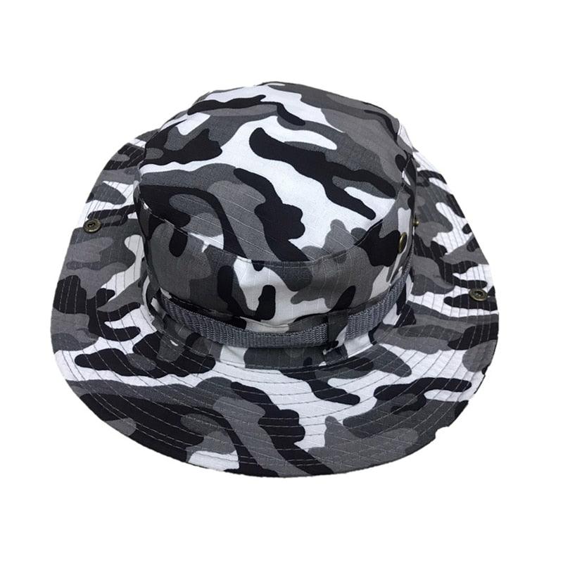 Camouflage Outdoor Bucket Hat Camping Hat Men Foldable Sun Cap Breathable Adjustable Bucket Cap for Men/Women Sports Sun Cap Unisex Fishing Hiking Travel Solid Color Hats