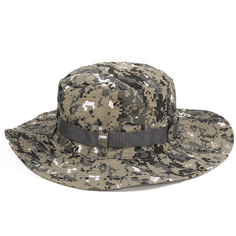 Camouflage Outdoor Bucket Hat Camping Hat Men Foldable Sun Cap Breathable Adjustable Bucket Cap for Men/Women Sports Sun Cap Unisex Fishing Hiking Travel Solid Color Hats