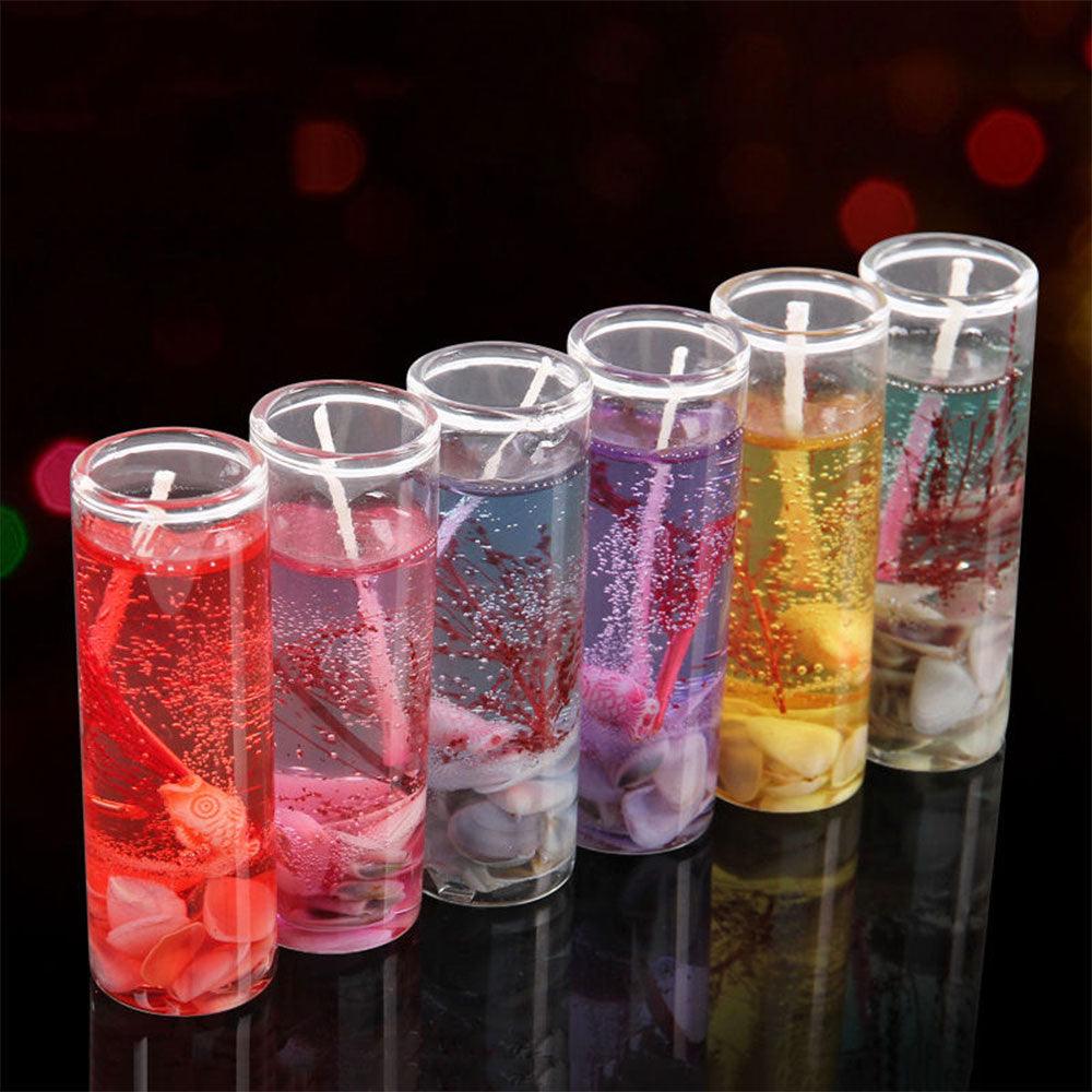 Candle Color Fragrance Smokeless Candle Ocean Shell Jelly Candle Scented Pillar Candles Ocean Scented Candles Long Lasting Blue Candles for Home Scented Candles ForWedding Valentine's Day Christmas