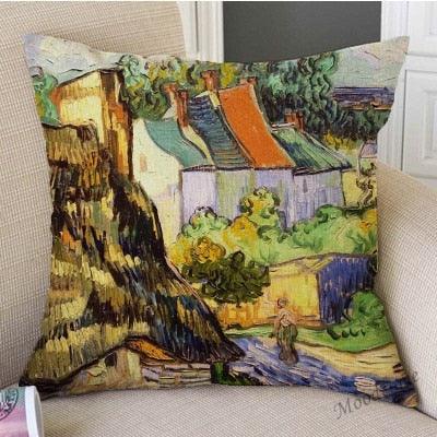 Canvas Throw Pillow Cover Famous Oil Painting Art Self Portrait Sunflower Starry Night Gallery Art Decoration Pillow Case Linen Cushion Cover Canvas Throw Pillow Cover Case for Couch Sofa Home Decoration Famous Picture Print 44x44cm