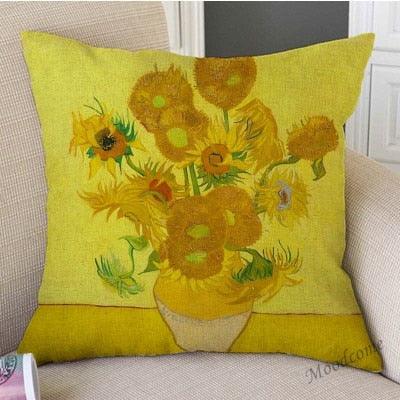 Canvas Throw Pillow Cover Famous Oil Painting Art Self Portrait Sunflower Starry Night Gallery Art Decoration Pillow Case Linen Cushion Cover Canvas Throw Pillow Cover Case for Couch Sofa Home Decoration Famous Picture Print 44x44cm