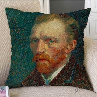 Canvas Throw Pillow Cover Famous Oil Painting Art Self Portrait Sunflower Starry Night Gallery Art Decoration Pillow Case Linen Cushion Cover Canvas Throw Pillow Cover Case for Couch Sofa Home Decoration Famous Picture Print 44x44cm
