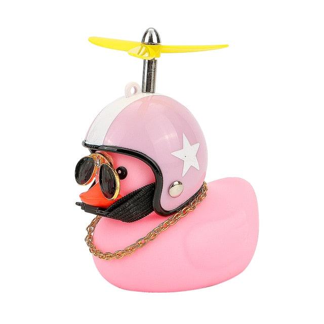 Car Goods Gift Broken Wind Helmet Small Yellow Duck Car Decoration Accessories Wind-breaking Wave-breaking Duck Cycling DecDuck Car Dashboard Decorations Rubber Duck Car Ornaments Cool Duck with Propeller Helmet Sunglasses Gold Chain or