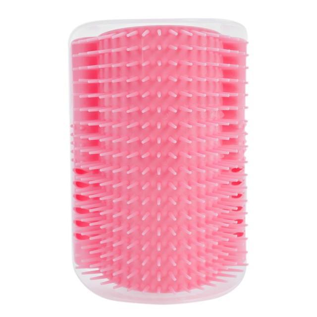 Cat Scratcher Corner Pet Brush Comb Play Cat Toy Plastic Scratch Bristles Arch Massager  Self Groomer with Catnip Pouch Cat Wall Corner Massage Groomer Cat Self Grooming Brush