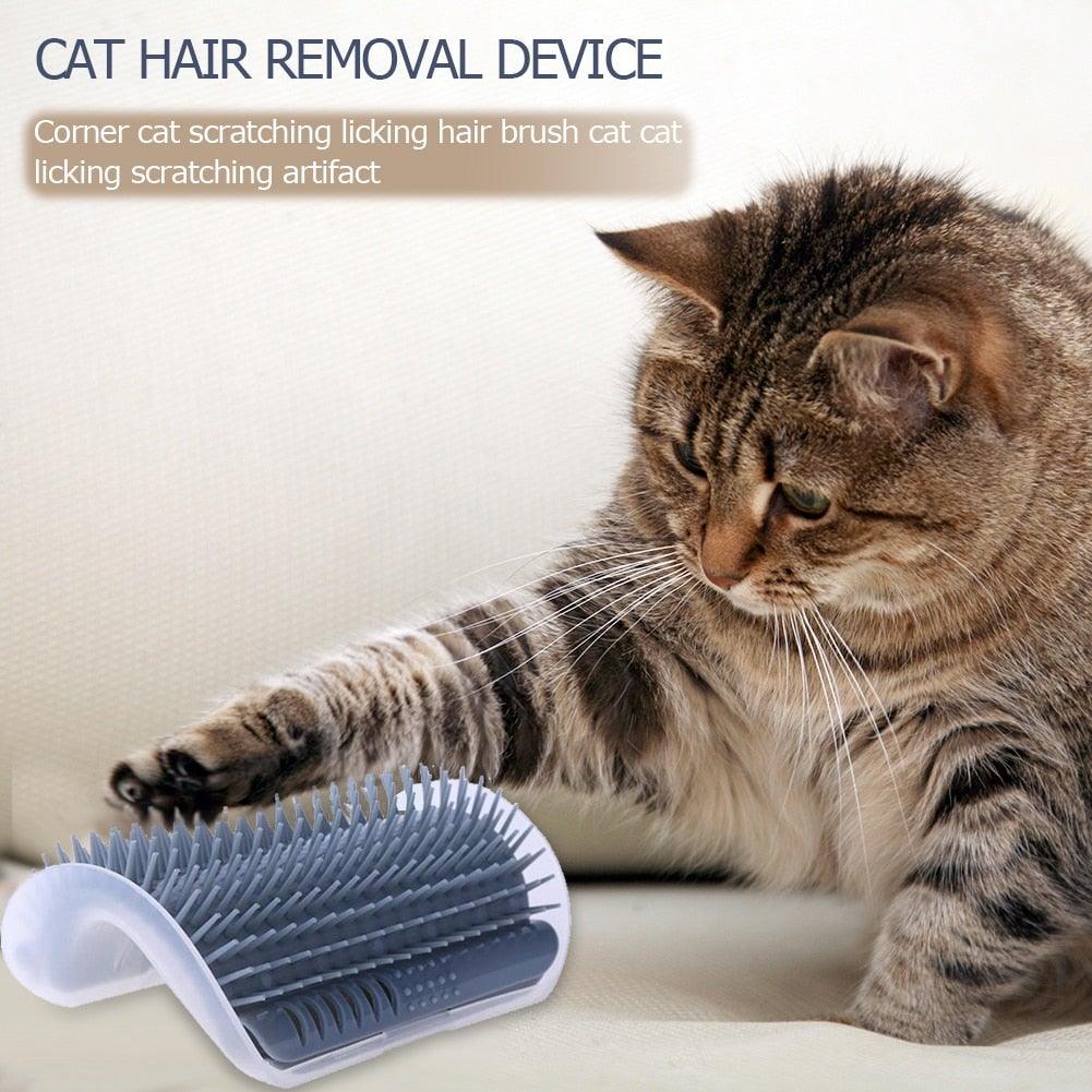 Cat Scratcher Corner Pet Brush Comb Play Cat Toy Plastic Scratch Bristles Arch Massager  Self Groomer with Catnip Pouch Cat Wall Corner Massage Groomer Cat Self Grooming Brush