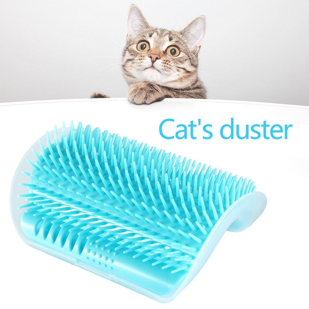 Cat Scratcher Corner Pet Brush Comb Play Cat Toy Plastic Scratch Bristles Arch Massager  Self Groomer with Catnip Pouch Cat Wall Corner Massage Groomer Cat Self Grooming Brush