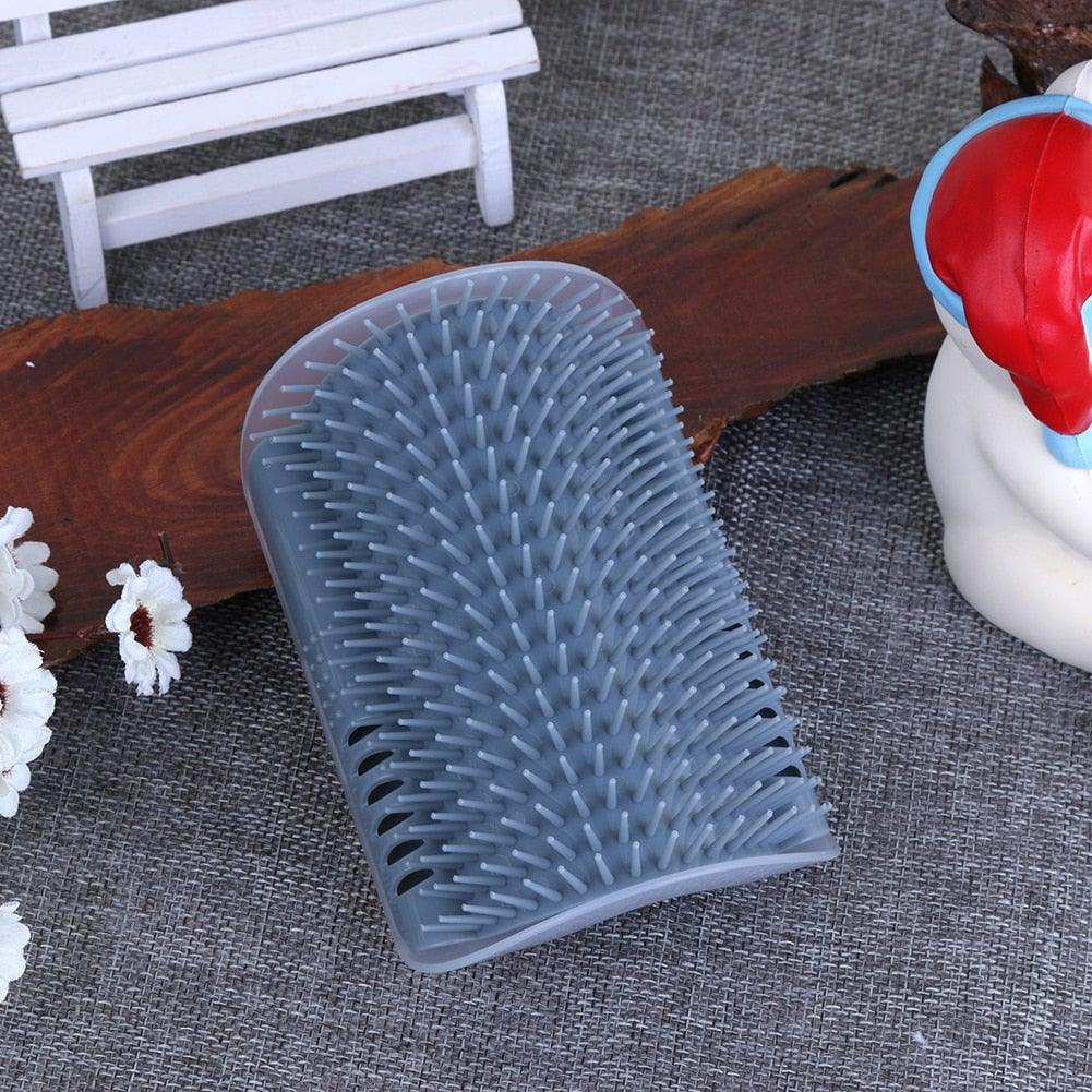 Cat Scratcher Corner Pet Brush Comb Play Cat Toy Plastic Scratch Bristles Arch Massager  Self Groomer with Catnip Pouch Cat Wall Corner Massage Groomer Cat Self Grooming Brush