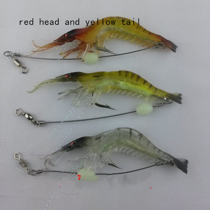 Sea Bass Soft Shrimp Shipwreck Black Fish Mouth Bionic Luminous Fake Bait Set Fishing Gear