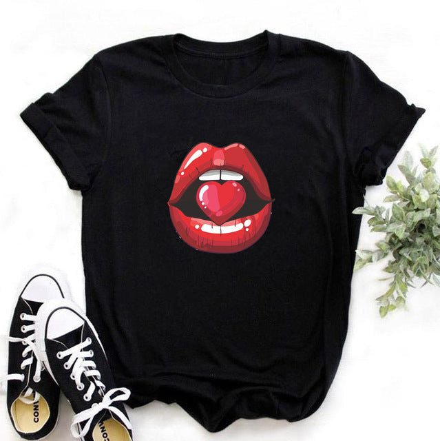 WomenS Bike Fashion Black T-Shirt Girl Harajuku Korean Graphic Top