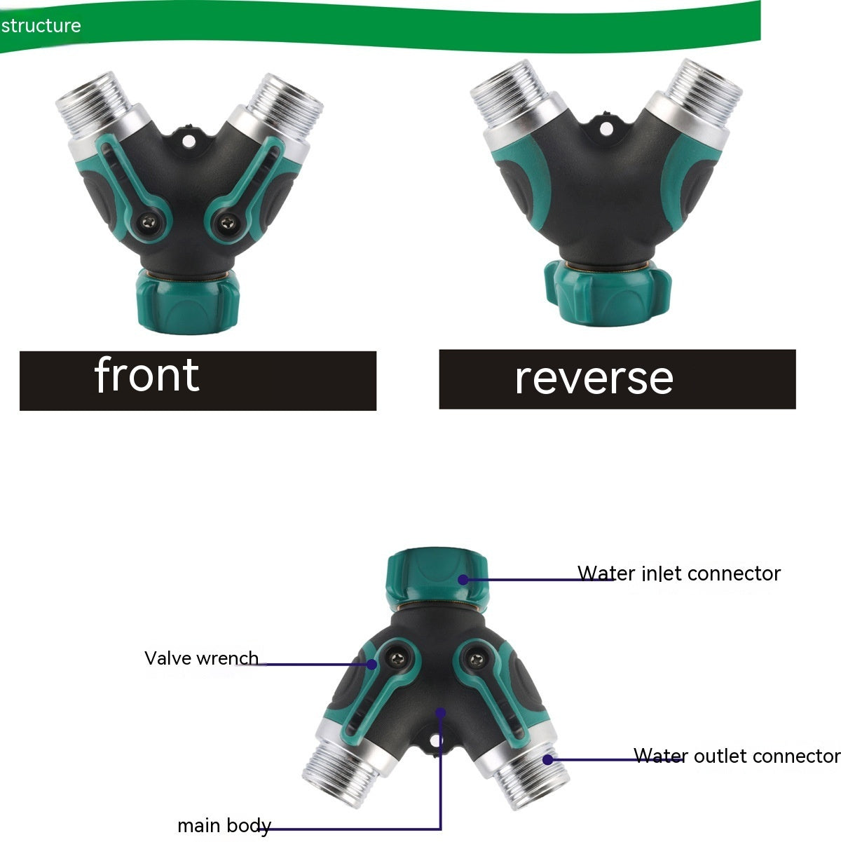 Garden Zinc Copper Alloy 6-point Double Pass Ball Valve Diverter