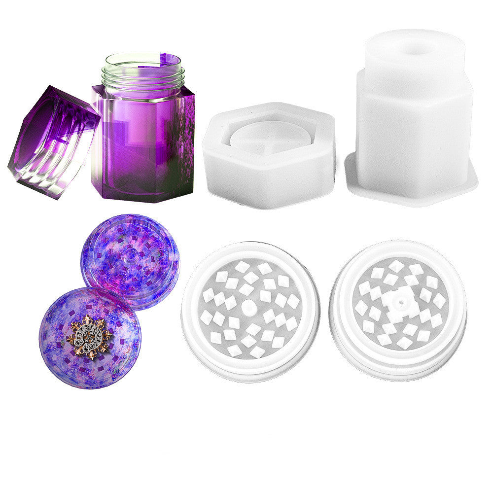 Crystal Epoxy Cylindrical Bottle Herbal Grinder Lotus Grinding Cigarette Case Resin Silicone Mold