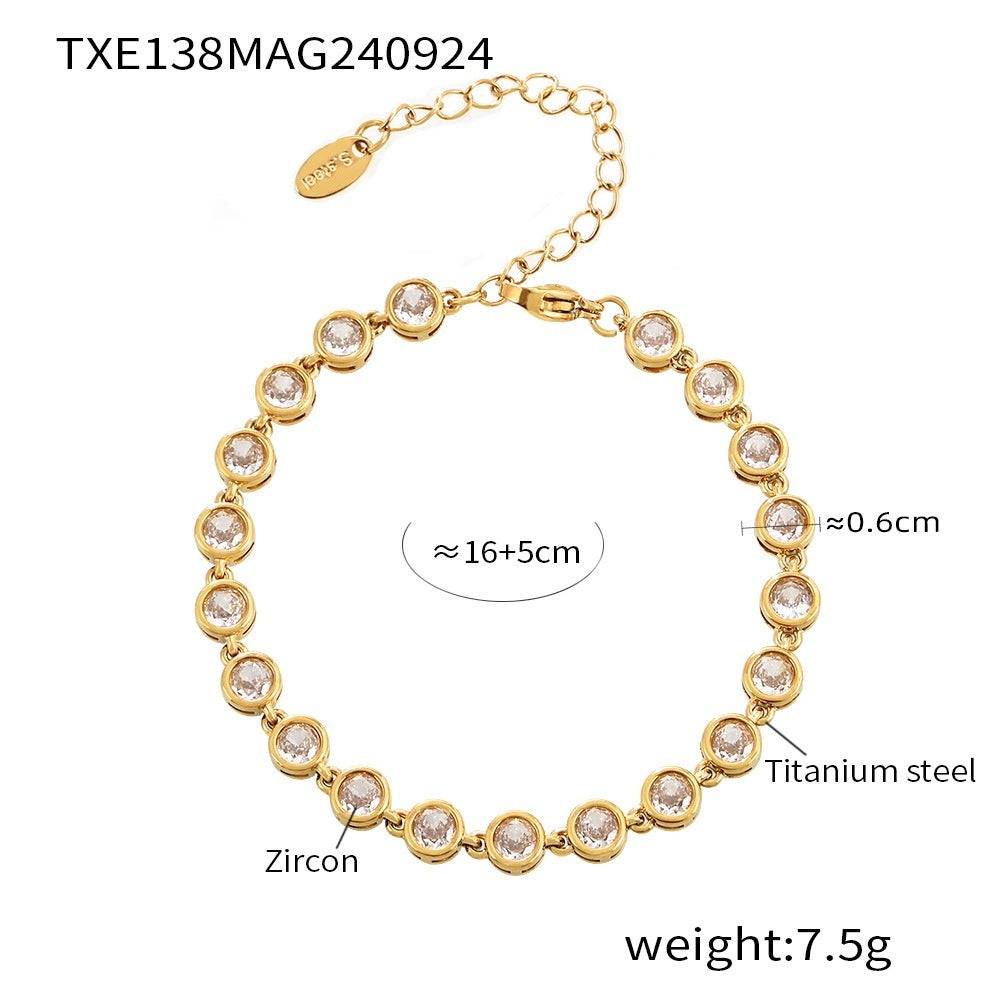 Titanium Steel Zircon Mixed Color Bracelet Vacuum Electroplating Non-fading Necklace