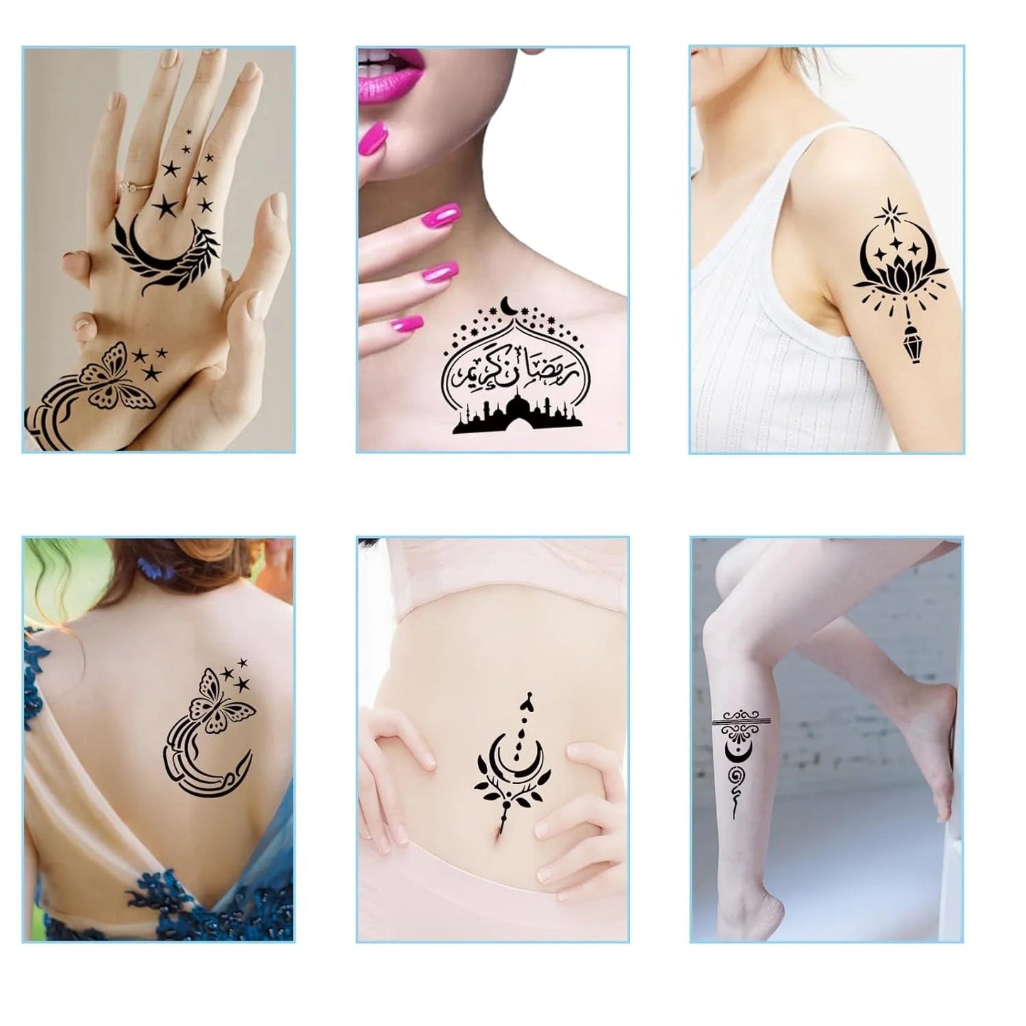 Henna Tattoo Stencil Kit – 16 Sheets for Kids, Teens & Adults