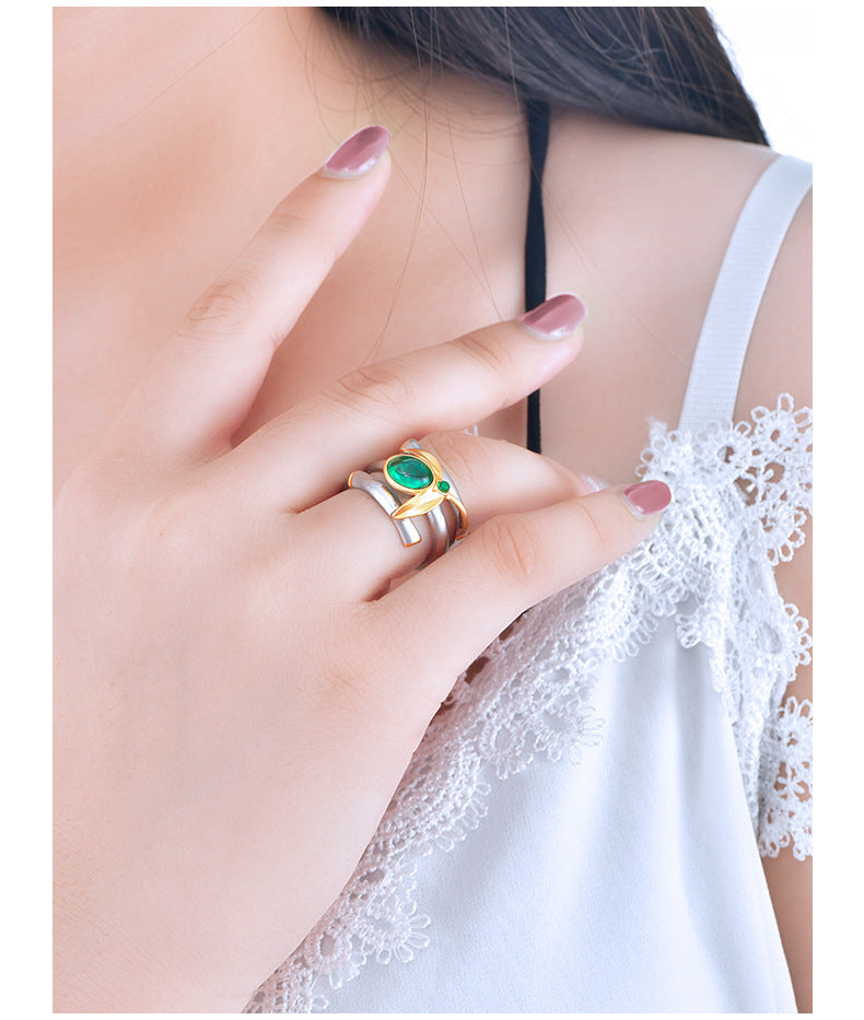 Women's Emerald Elegant Alloy Ring