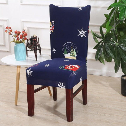 Christmas Chair Covers Elastic Stretch Universal Size Dining Chair Cover Case for Kitchen Xmas Decoration Christmas Chair Covers for Dining Room Xmas Chair Covers with Snowflack and Reindeer Covers for Dining Chairs for Xmas Decorations
