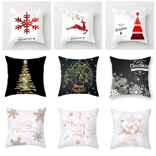 Christmas Decorations Snowflake Santa Claus Merry Christmas Cover Cushion Pillowcase Xmas Holiday Couch Pillows Rustic Christmas Decorations Winter Pillowcase for Living Room Home Happy New Year