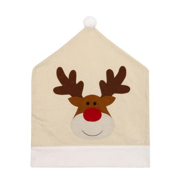 Christmas Hat Chair Cover Xmas Santa Claus Deer Elk Dining Chair Covers for Kitchen Placemat Dining Seat Christmas Home Decor r Back Cover Removable Washable Chair Protector Cover For Kitchen Dining Room Chairs and Living Room 50x60cm