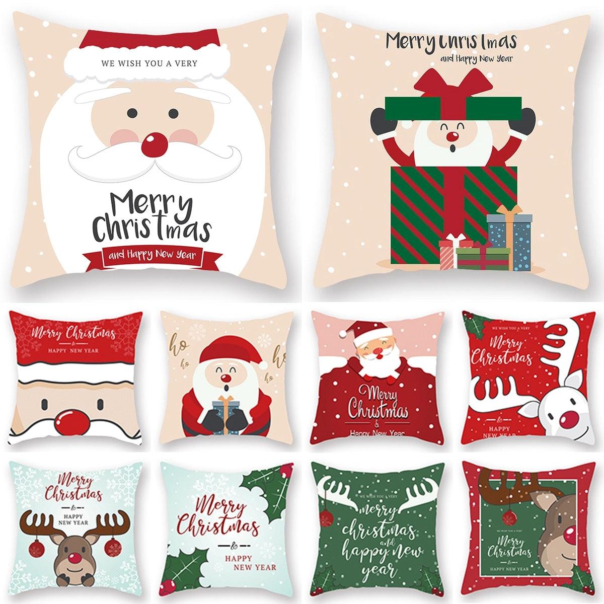 Christmas Pillowcase Santa Cluas Pillow Covers Xmas Holiday Couch Pillows Rustic Christmas Decorations Winter Pillowcase For Home Living Room Xmas Ornaments Navidad Gifts