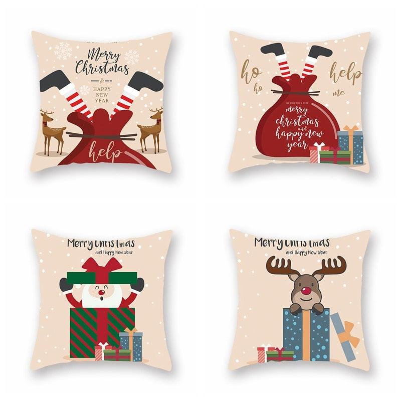 Christmas Pillowcase Santa Cluas Pillow Covers Xmas Holiday Couch Pillows Rustic Christmas Decorations Winter Pillowcase For Home Living Room Xmas Ornaments Navidad Gifts