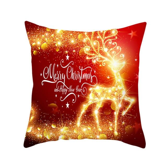Christmas Xmas Red Pillow Case Tree Decoration Xmas Series Cushion Cover Case Pillow Zippered Square Pillowcase Santa Claus Cushion Cover Christmas Decorations For Home Snowman 45x45CM