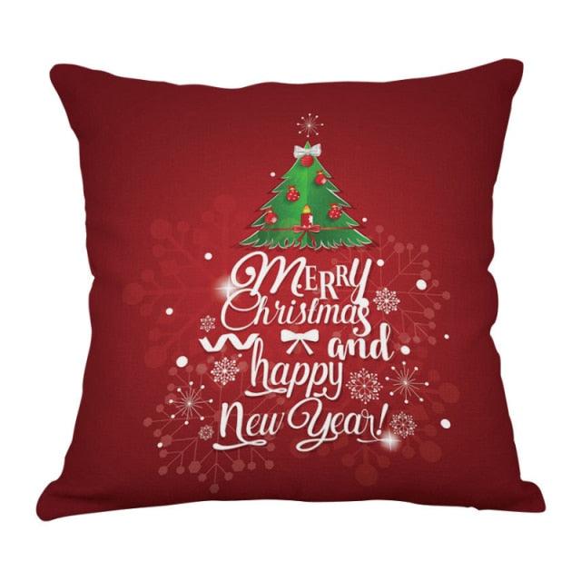Christmas Xmas Red Pillow Case Tree Decoration Xmas Series Cushion Cover Case Pillow Zippered Square Pillowcase Santa Claus Cushion Cover Christmas Decorations For Home Snowman 45x45CM