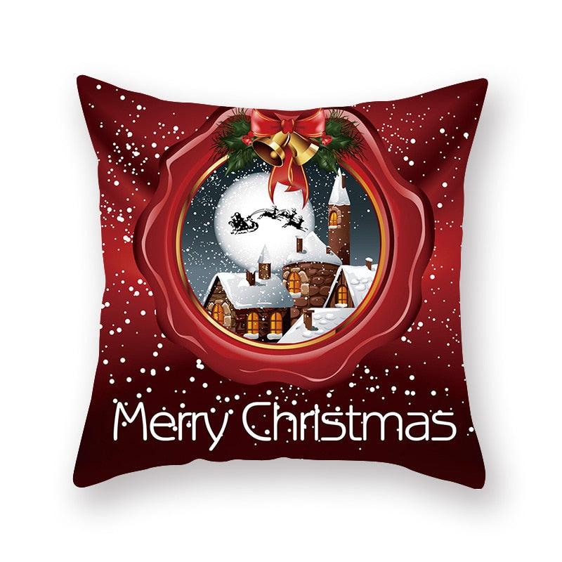 Christmas Xmas Red Pillow Case Tree Decoration Xmas Series Cushion Cover Case Pillow Zippered Square Pillowcase Santa Claus Cushion Cover Christmas Decorations For Home Snowman 45x45CM