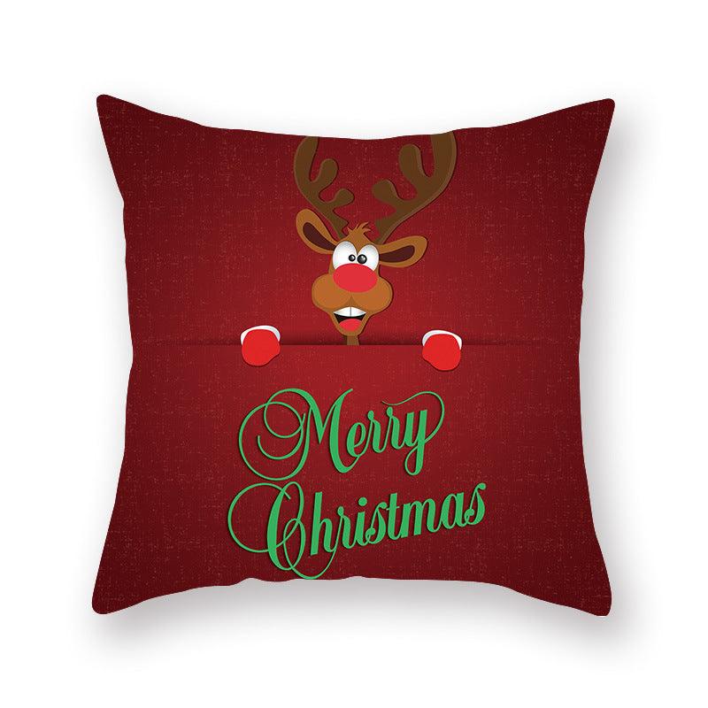 Christmas Xmas Red Pillow Case Tree Decoration Xmas Series Cushion Cover Case Pillow Zippered Square Pillowcase Santa Claus Cushion Cover Christmas Decorations For Home Snowman 45x45CM