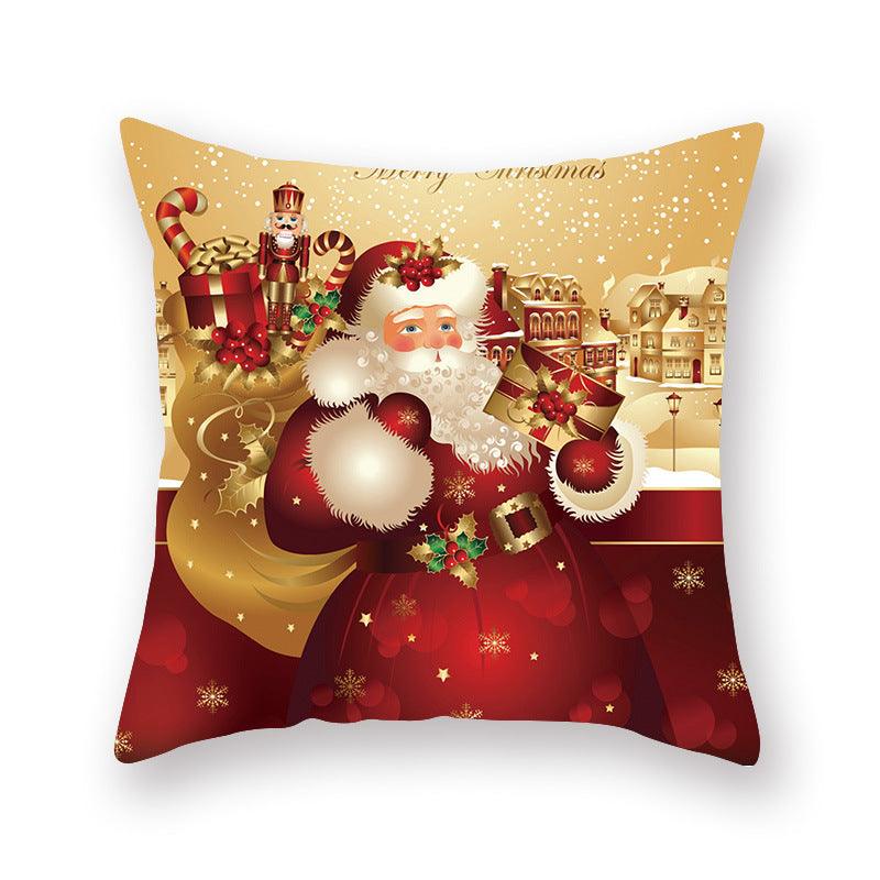 Christmas Xmas Red Pillow Case Tree Decoration Xmas Series Cushion Cover Case Pillow Zippered Square Pillowcase Santa Claus Cushion Cover Christmas Decorations For Home Snowman 45x45CM