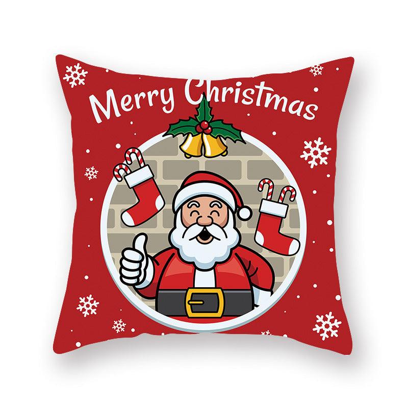 Christmas Xmas Red Pillow Case Tree Decoration Xmas Series Cushion Cover Case Pillow Zippered Square Pillowcase Santa Claus Cushion Cover Christmas Decorations For Home Snowman 45x45CM