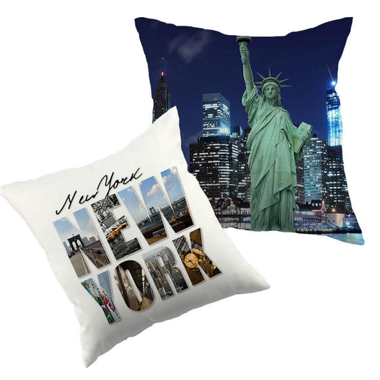City Style NEW YORK Printed Pillow Covers Polyester Cotton Throw Pillow Case Cushion Cover For Home Decoration New York Decorative Throw Pillow Cover Outdoor Pillow Cases Square Standard Cushion Covers For Sofa Couch Bed 45X45CM