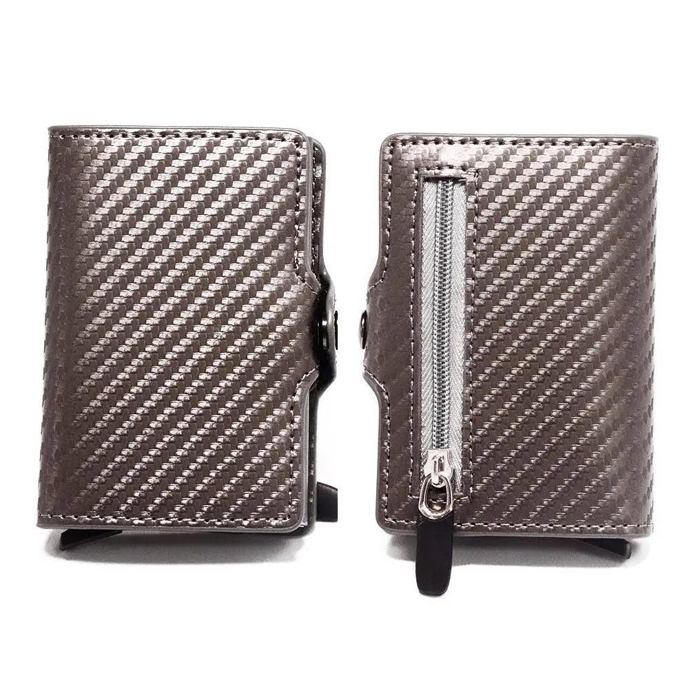 Classic Multifunction Automatic Aluminum Alloy Leather Credit Card Holder Retro New Pop-Up Card Ejector Business Wallets For Men